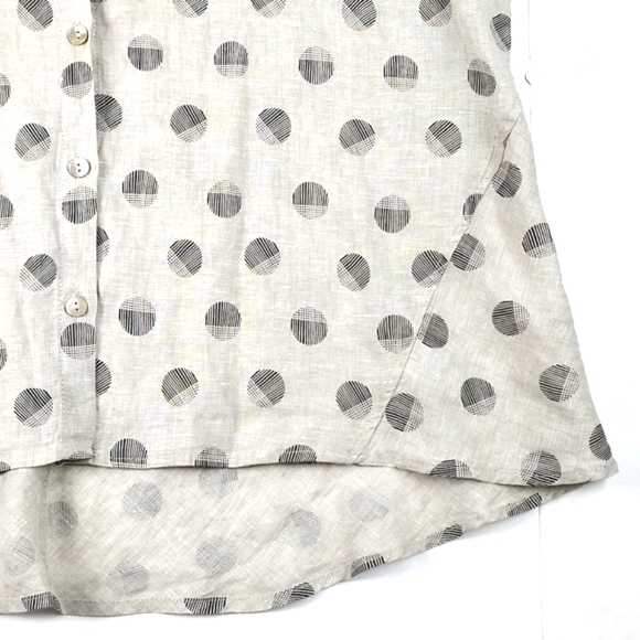 Habitat 100% Linen Loose button-down Long Sleeve Top Abstract Dot Print XL/XLL - Picture 4 of 13